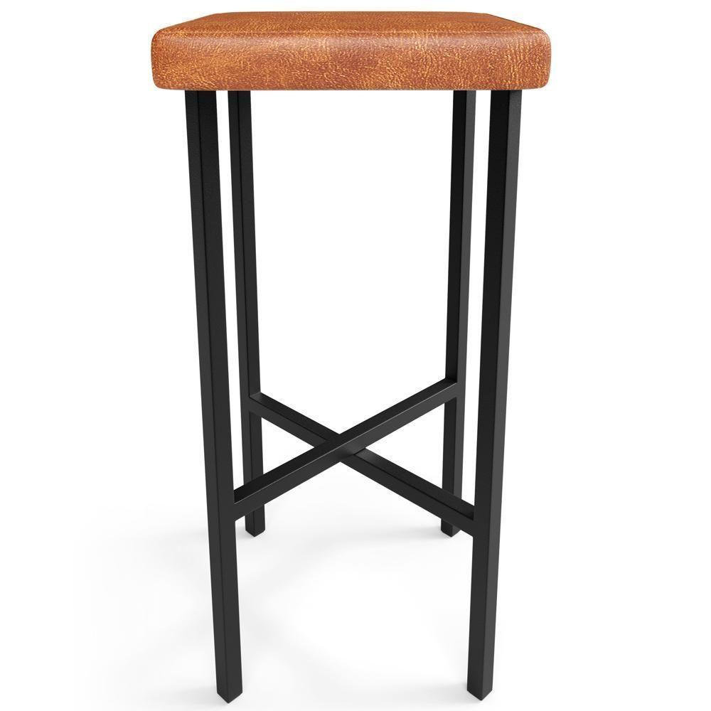 Kit 05 Banquetas Alta Bar Cozinha Sala De Jantar Preto Stella L02 Couríssimo Camel - Lyam Decor - 6