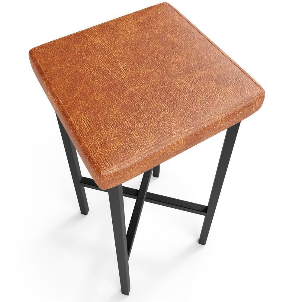 Kit 05 Banquetas Alta Bar Cozinha Sala De Jantar Preto Stella L02 Couríssimo Camel - Lyam Decor - 7