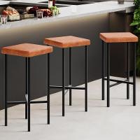 Kit 05 Banquetas Alta Bar Cozinha Sala De Jantar Preto Stella L02 Couríssimo Camel - Lyam Decor - 2