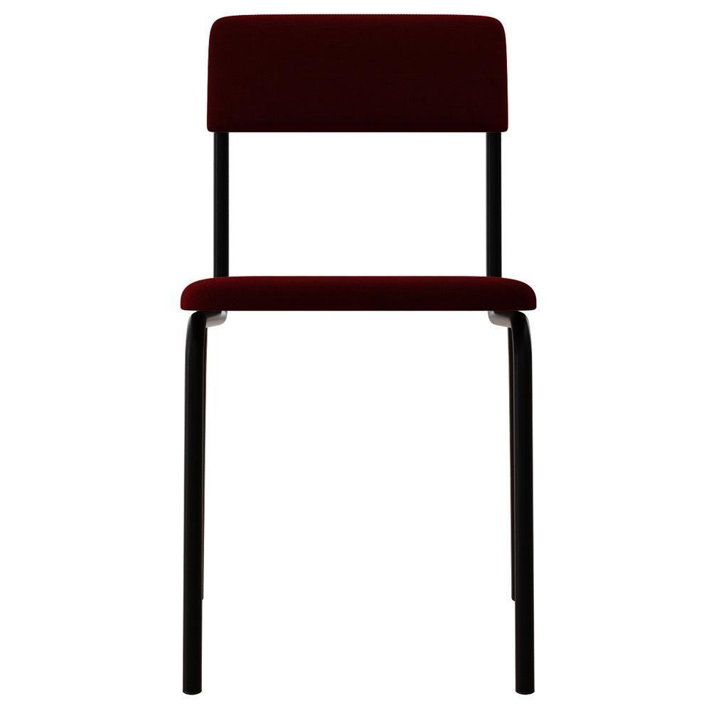 Kit 04 Cadeiras Estofada Para Sala De Jantar Sense Preto C01 Veludo Vermelho Vinho - Lyam Decor - 3