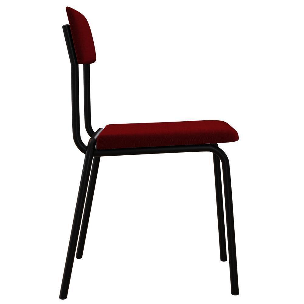 Kit 04 Cadeiras Estofada Para Sala De Jantar Sense Preto C01 Veludo Vermelho Vinho - Lyam Decor - 6