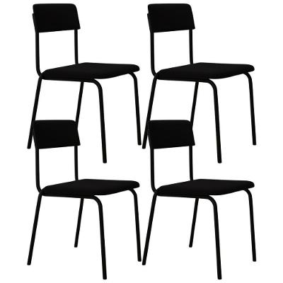 Kit 04 Cadeiras Estofada Para Sala De Jantar Sense Preto C01 Linho Preto - Lyam Decor