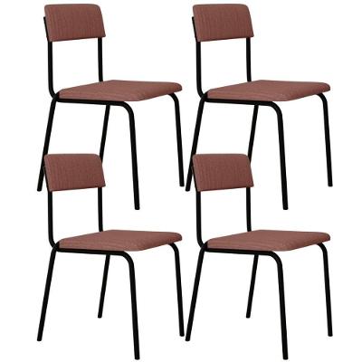 Kit 04 Cadeiras Estofada Para Sala De Jantar Sense Preto C01 Linho Rosa - Lyam Decor