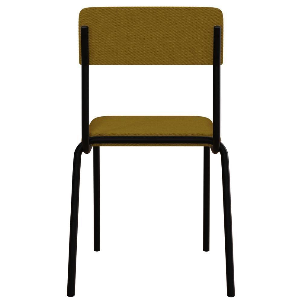 Kit 04 Cadeiras Estofada Para Sala De Jantar Sense Preto C01 Linho Mostarda - Lyam Decor - 7