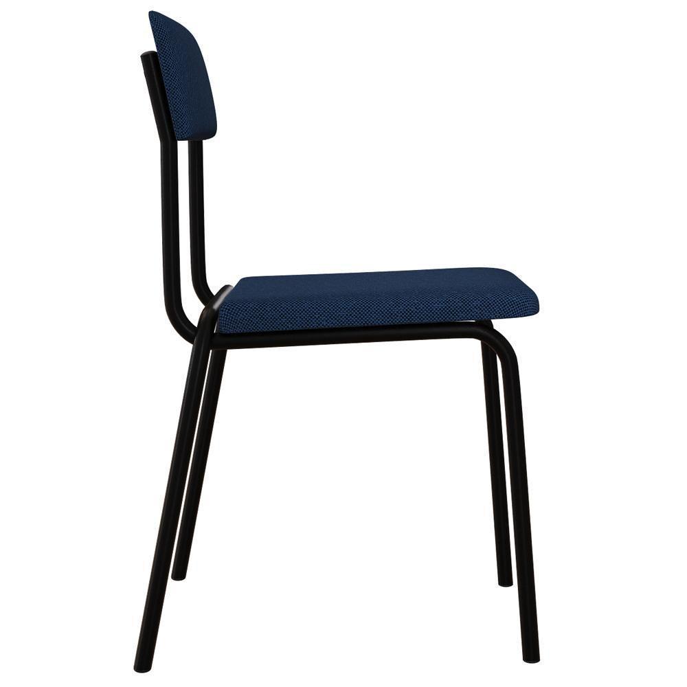 Kit 04 Cadeiras Estofada Para Sala De Jantar Sense Preto C01 Linho Azul - Lyam Decor - 6