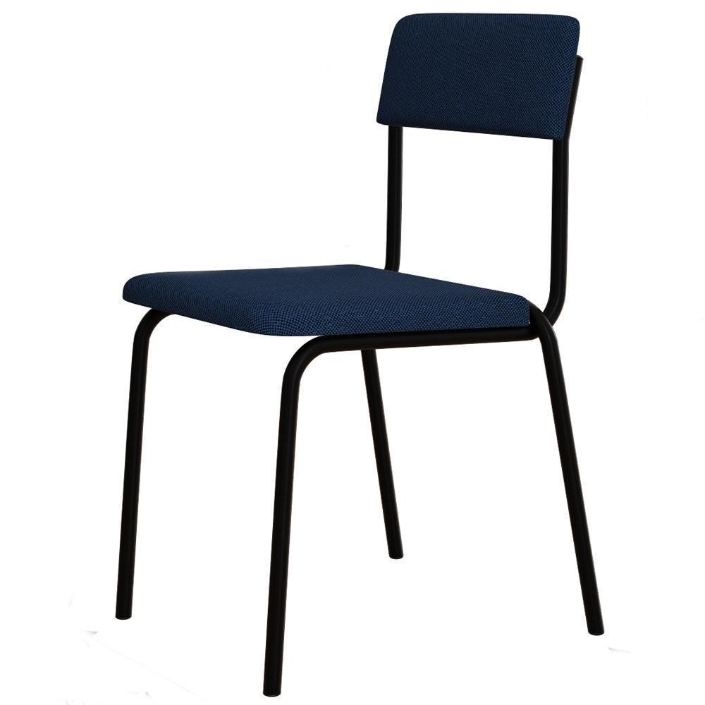 Kit 04 Cadeiras Estofada Para Sala De Jantar Sense Preto C01 Linho Azul - Lyam Decor - 8