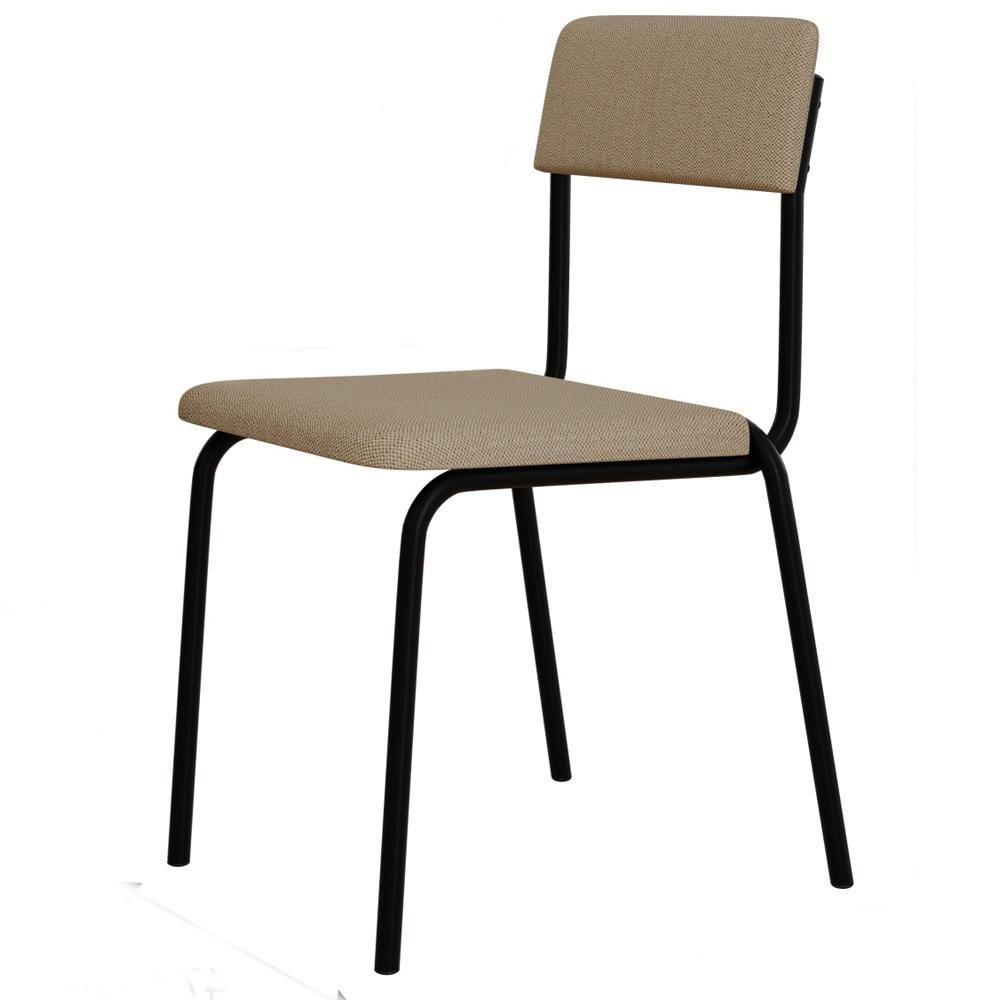 Kit 04 Cadeiras Estofada Para Sala De Jantar Sense Preto C01 Linho Areia - Lyam Decor - 8