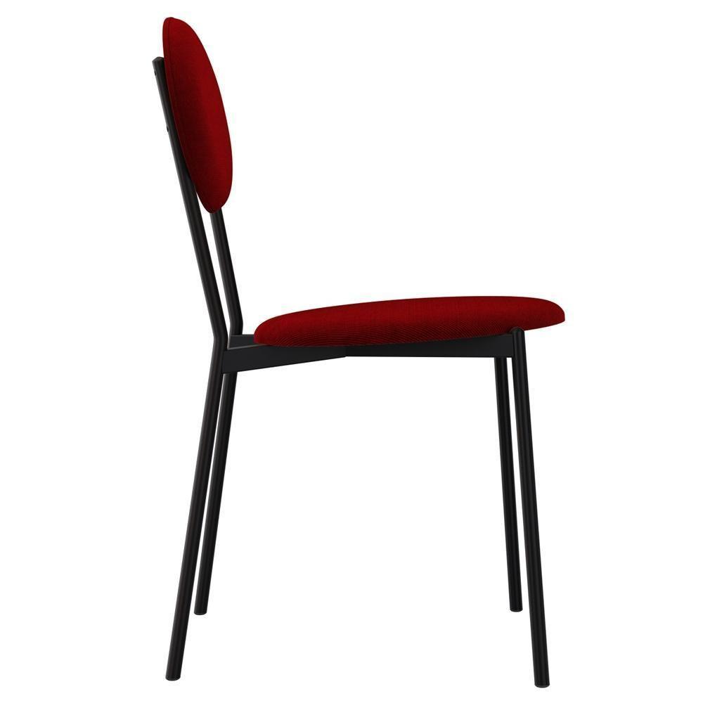 Kit 04 Cadeiras Estofada Para Sala De Jantar Azuri Preto C01 Veludo Vermelho Vinho - Lyam Decor - 9