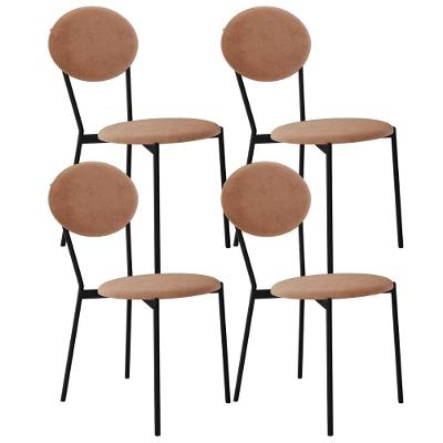Kit 04 Cadeiras Estofada Para Sala De Jantar Azuri Preto C01 Veludo Bege - Lyam Decor