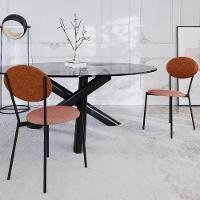 Kit 04 Cadeiras Estofada Para Sala De Jantar Azuri Preto C01 Linho Rosê Courino Caramelo - Lyam Decor - 2