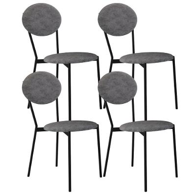 Kit 04 Cadeiras Estofada Para Sala De Jantar Azuri Preto C01 Linho Prata - Lyam Decor