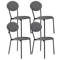 Kit 04 Cadeiras Estofada Para Sala De Jantar Azuri Preto C01 Linho Prata - Lyam Decor - 1