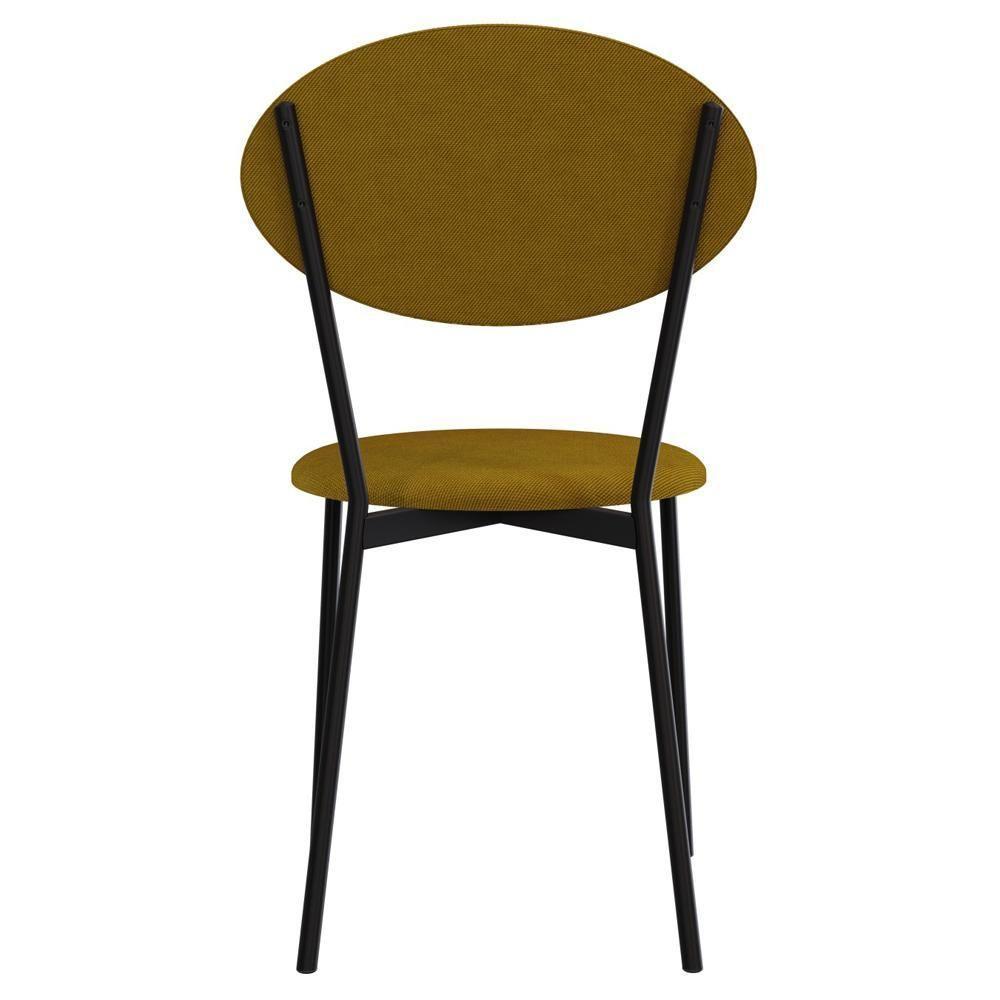 Kit 04 Cadeiras Estofada Para Sala De Jantar Azuri Preto C01 Linho Mostarda - Lyam Decor - 7