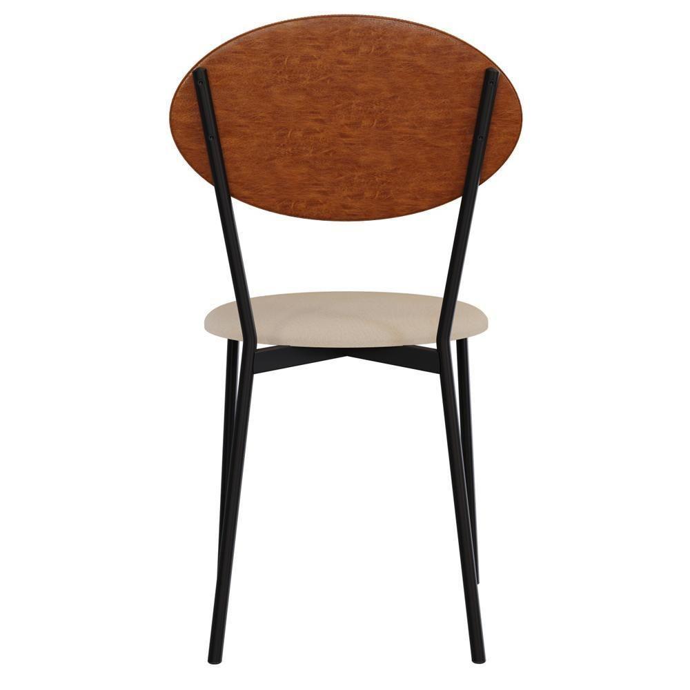 Kit 04 Cadeiras Estofada Para Sala De Jantar Azuri Preto C01 Linho Areia Courino Caramelo - Lyam Decor - 7