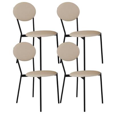 Kit 04 Cadeiras Estofada Para Sala De Jantar Azuri Preto C01 Linho Areia - Lyam Decor