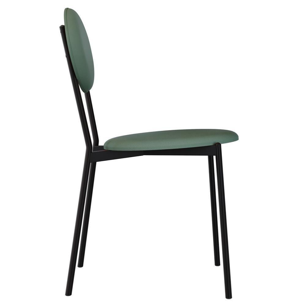 Kit 04 Cadeiras Estofada Para Sala De Jantar Azuri Preto C01 Courino Verde Sálvia - Lyam Decor - 6