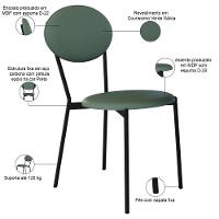 Kit 04 Cadeiras Estofada Para Sala De Jantar Azuri Preto C01 Courino Verde Sálvia - Lyam Decor