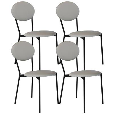 Kit 04 Cadeiras Estofada Para Sala De Jantar Azuri Preto C01 Courino Off White - Lyam Decor