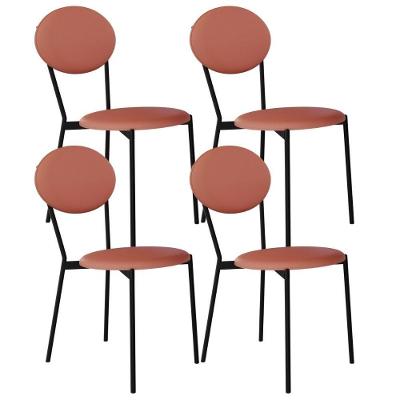 Kit 04 Cadeiras Estofada Para Sala De Jantar Azuri Preto C01 Courino Terra Rosê - Lyam Decor