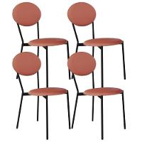 Kit 04 Cadeiras Estofada Para Sala De Jantar Azuri Preto C01 Courino Terra Rosê - Lyam Decor - 1