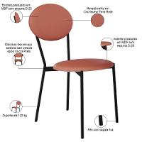 Kit 04 Cadeiras Estofada Para Sala De Jantar Azuri Preto C01 Courino Terra Rosê - Lyam Decor