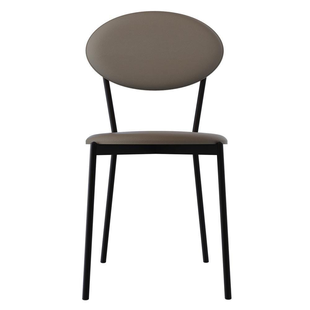 Kit 04 Cadeiras Estofada Para Sala De Jantar Azuri Preto C01 Courino Cinza - Lyam Decor - 3