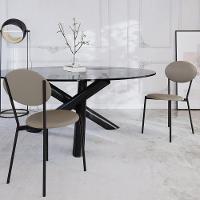 Kit 04 Cadeiras Estofada Para Sala De Jantar Azuri Preto C01 Courino Cinza - Lyam Decor - 2