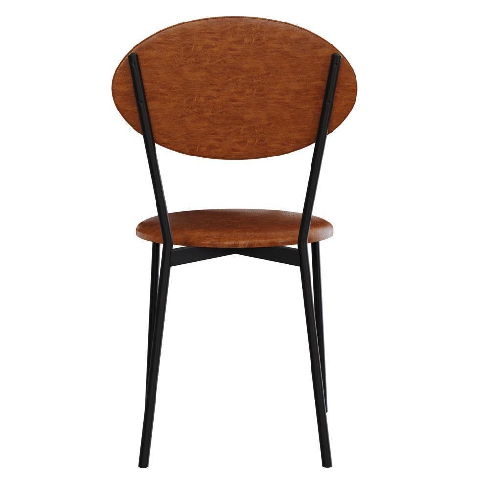 Kit 04 Cadeiras Estofada Para Sala De Jantar Azuri Preto C01 Courino Caramelo - Lyam Decor - 7