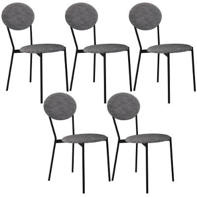 Kit 05 Cadeiras Estofada Para Sala De Jantar Azuri Preto C01 Linho Prata - Lyam Decor
