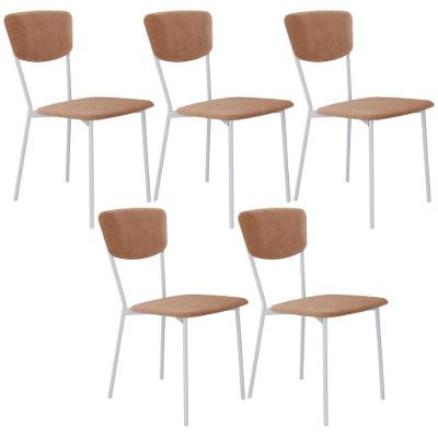 Kit 05 Cadeira Para Sala De Jantar Village Branco C01 Veludo Bege - Lyam Decor