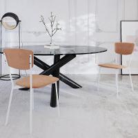 Kit 05 Cadeira Para Sala De Jantar Village Branco C01 Veludo Bege - Lyam Decor - 2