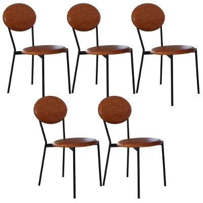 Kit 05 Cadeiras Estofada Para Sala De Jantar Azuri Preto C01 Courino Caramelo - Lyam Decor