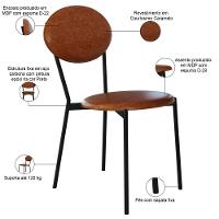 Kit 05 Cadeiras Estofada Para Sala De Jantar Azuri Preto C01 Courino Caramelo - Lyam Decor