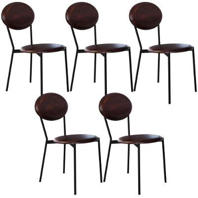 Kit 05 Cadeiras Estofada Para Sala De Jantar Azuri Preto C01 Courino Café - Lyam Decor