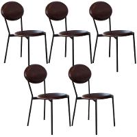 Kit 05 Cadeiras Estofada Para Sala De Jantar Azuri Preto C01 Courino Café - Lyam Decor - 1