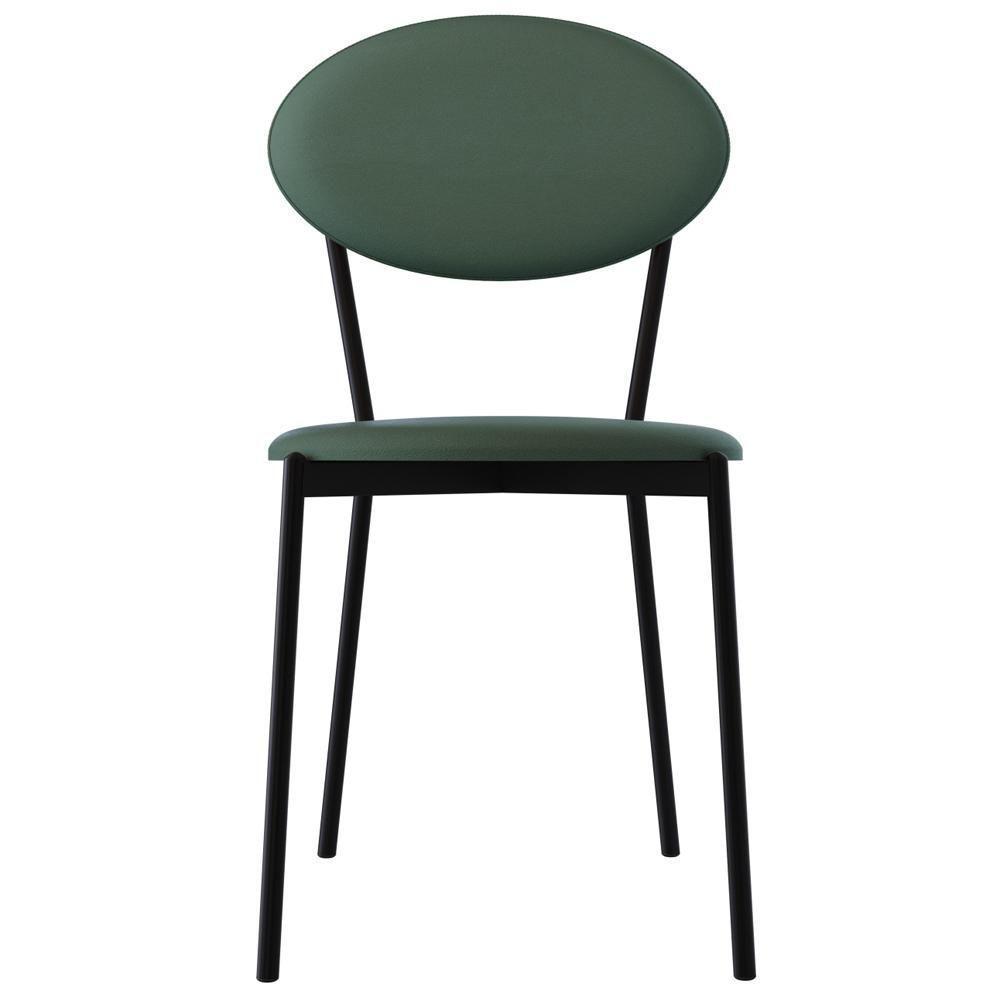 Kit 05 Cadeiras Estofada Para Sala De Jantar Azuri Preto C01 Courino Verde Sálvia - Lyam Decor - 3