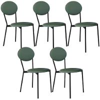 Kit 05 Cadeiras Estofada Para Sala De Jantar Azuri Preto C01 Courino Verde Sálvia - Lyam Decor - 1