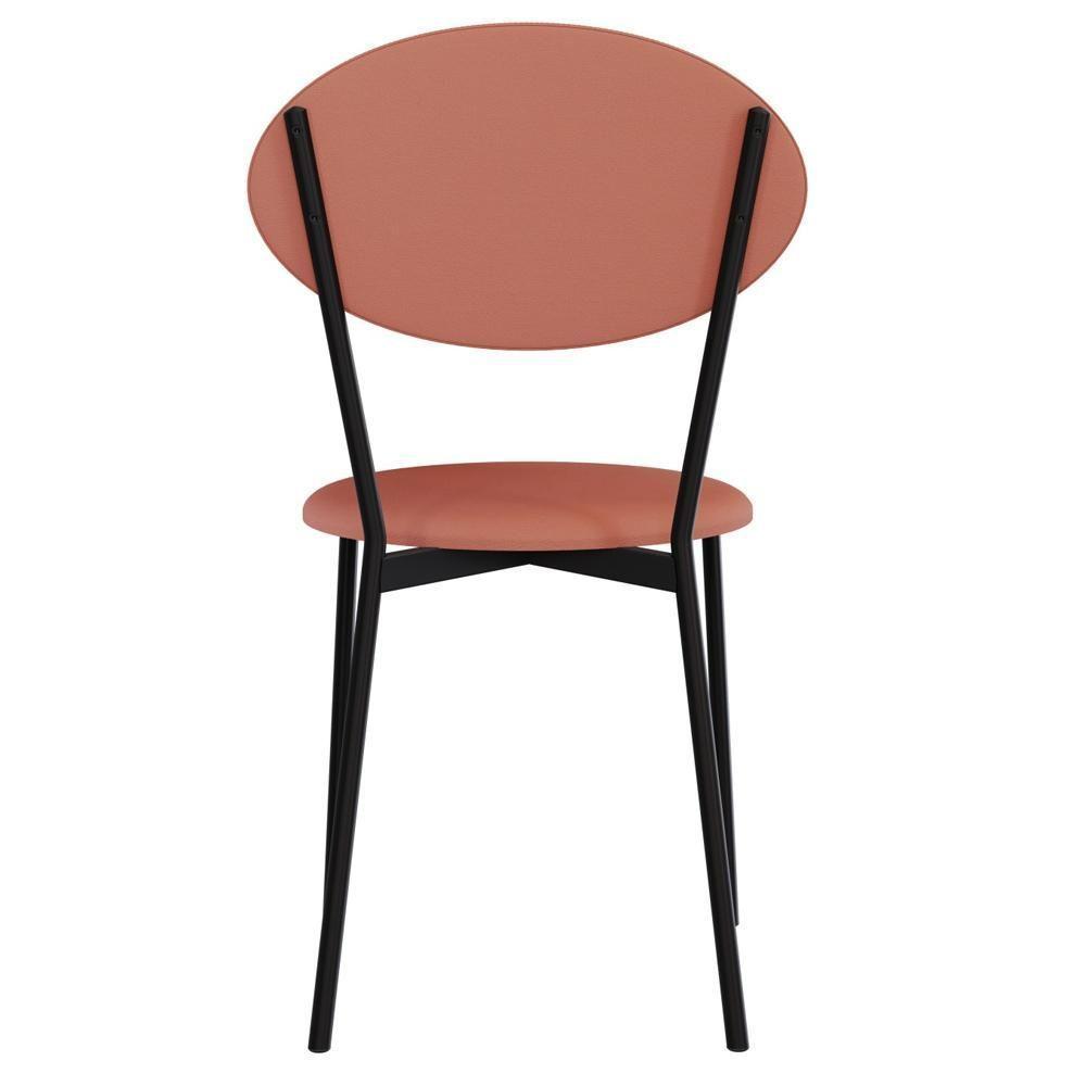 Kit 05 Cadeiras Estofada Para Sala De Jantar Azuri Preto C01 Courino Terra Rosê - Lyam Decor - 7