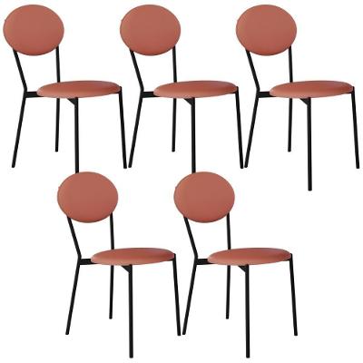 Kit 05 Cadeiras Estofada Para Sala De Jantar Azuri Preto C01 Courino Terra Rosê - Lyam Decor