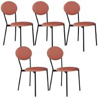 Kit 05 Cadeiras Estofada Para Sala De Jantar Azuri Preto C01 Courino Terra Rosê - Lyam Decor - 1