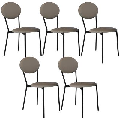 Kit 05 Cadeiras Estofada Para Sala De Jantar Azuri Preto C01 Courino Cinza - Lyam Decor