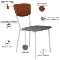 Kit 05 Cadeira Para Sala De Jantar Village Branco C01 Linho Prata Courino Caramelo - Lyam Decor