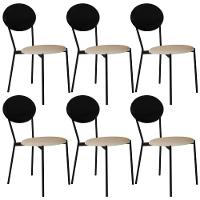 Kit 06 Cadeiras Estofada Para Sala De Jantar Azuri Preto C01 Linho Areia Courino Preto - Lyam Decor - 1