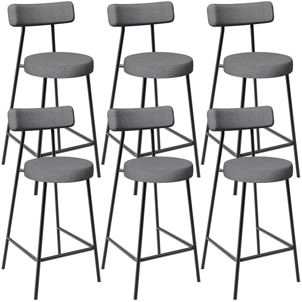 Kit 06 Banquetas Baixa Para Cozinha Sala De Jantar Bancada Milão L02 Linho Cinza Escuro - Lyam Decor - 1