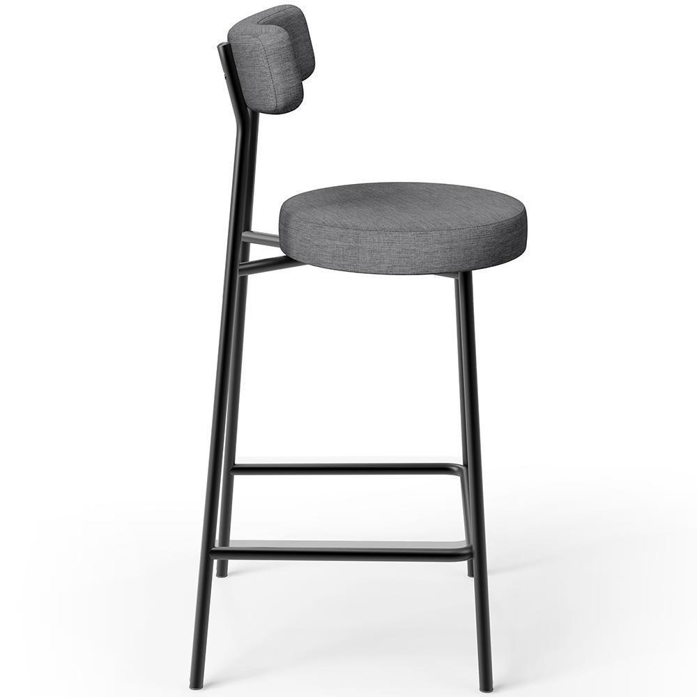 Kit 06 Banquetas Baixa Para Cozinha Sala De Jantar Bancada Milão L02 Linho Cinza Escuro - Lyam Decor - 7