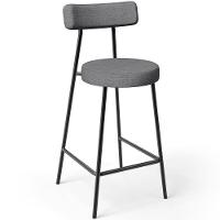 Kit 06 Banquetas Baixa Para Cozinha Sala De Jantar Bancada Milão L02 Linho Cinza Escuro - Lyam Decor - 3