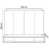 Painel Para Tv 75 Pol Bancada Suspensa 200cm Led Benny L05 Tauari Off White Fosco - Lyam Decor - 5