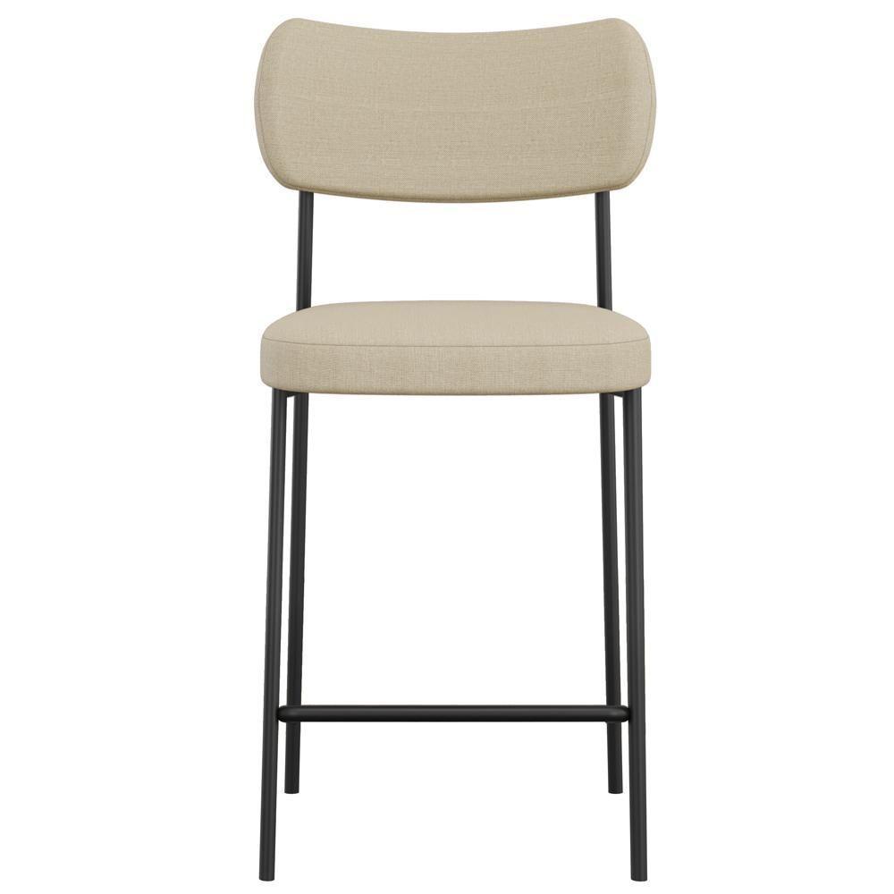 Kit 06 Banquetas Baixa Bar Cozinha Sala De Jantar Preto Elira L02 Linho Bege Escuro - Lyam Decor - 3