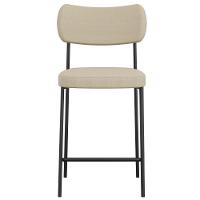 Kit 06 Banquetas Baixa Bar Cozinha Sala De Jantar Preto Elira L02 Linho Bege Escuro - Lyam Decor - 3