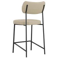 Kit 06 Banquetas Baixa Bar Cozinha Sala De Jantar Preto Elira L02 Linho Bege Escuro - Lyam Decor - 8